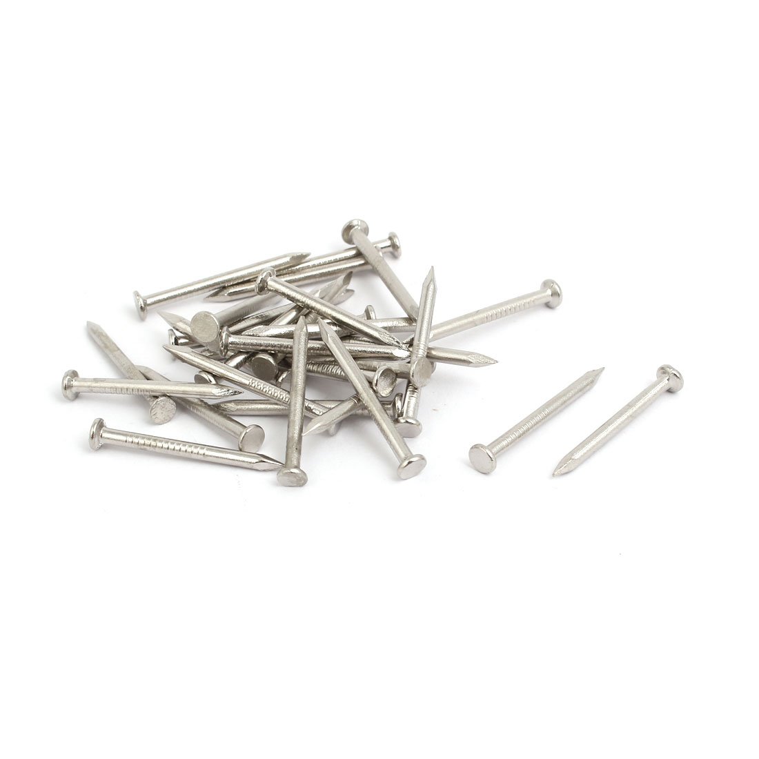 Aexit 2mmx25mm Carbon Fastener Steel Point Tip Cement Nail Silver Tone 30pcs Model:59as519qo323