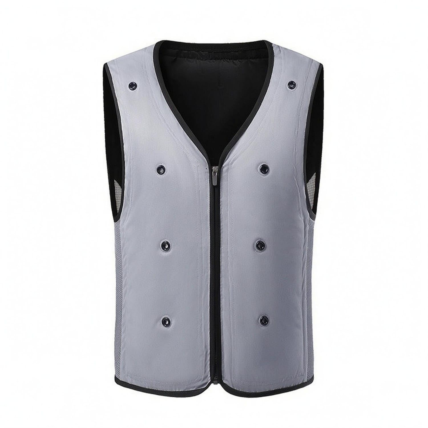 TRENDYNEST Breathable Mesh Cooling Vest Fitted Sleeveless Zip Vest V-Neck Outerwear Black Trim for Outdoor Wear, Workwear, Gray, XL-image-19