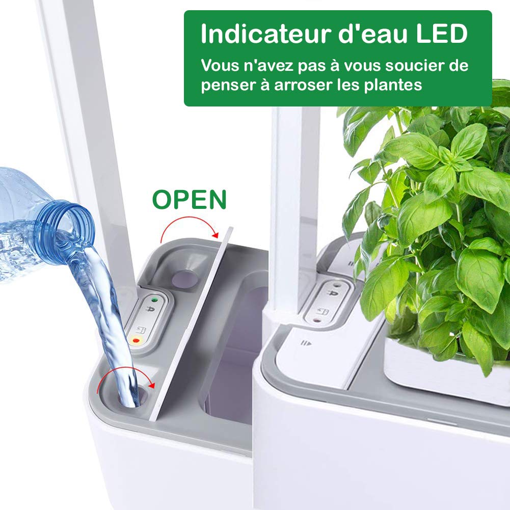 Clizia Smart Garden- Potager Hydroponique D’Intérieur, Jardiniere Interieur pour Herbes aromatiques - Jardin Autonome Intelligent avec Minuterie Automatique, Lumière LED Incluse (Blanc)