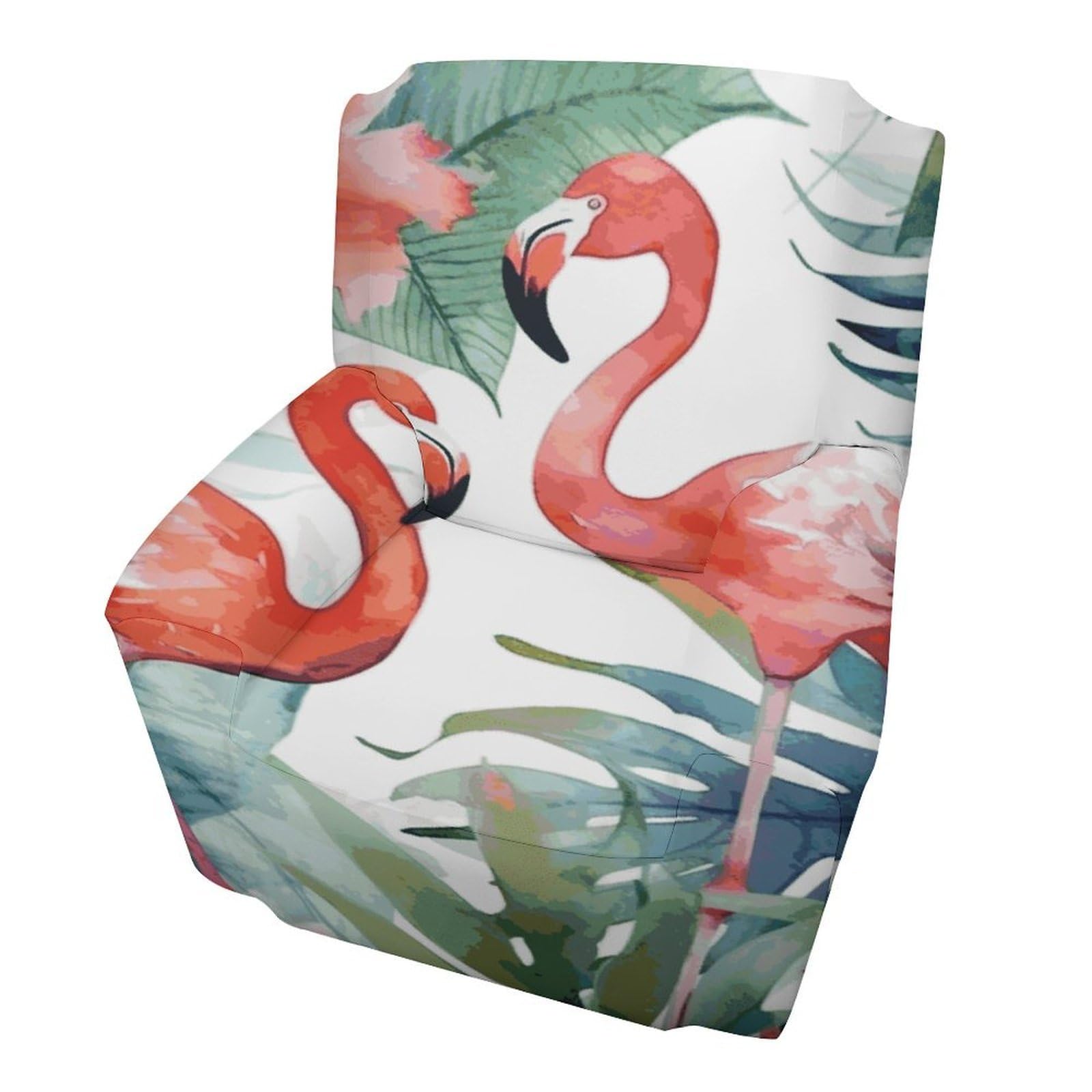 Fodpand Style Flamingos Watercolor Tropics Sofa Cover Soft 1 Seater Sofa Slipcover For Pets Washable,Couch Cover With Elastic Straps Furniture Protector