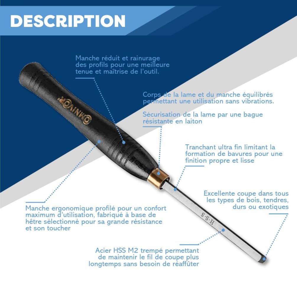 Coffret de 5 Outils de Tournage de Type Gouges HSS - OMNIVOR