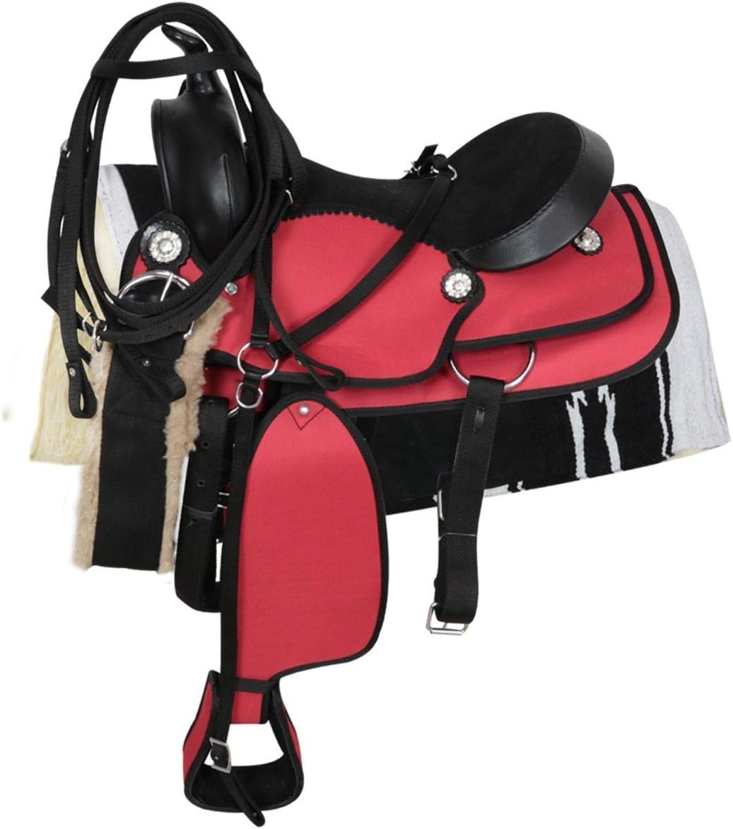 Western Barrel Racing Handmade Synthetic Cordura Horse Saddle Lightweight Trail Tack Equestrian Get Matching Headstall, Breastplate & REINS, Pad Size: 10-18 inches Seat, TR13