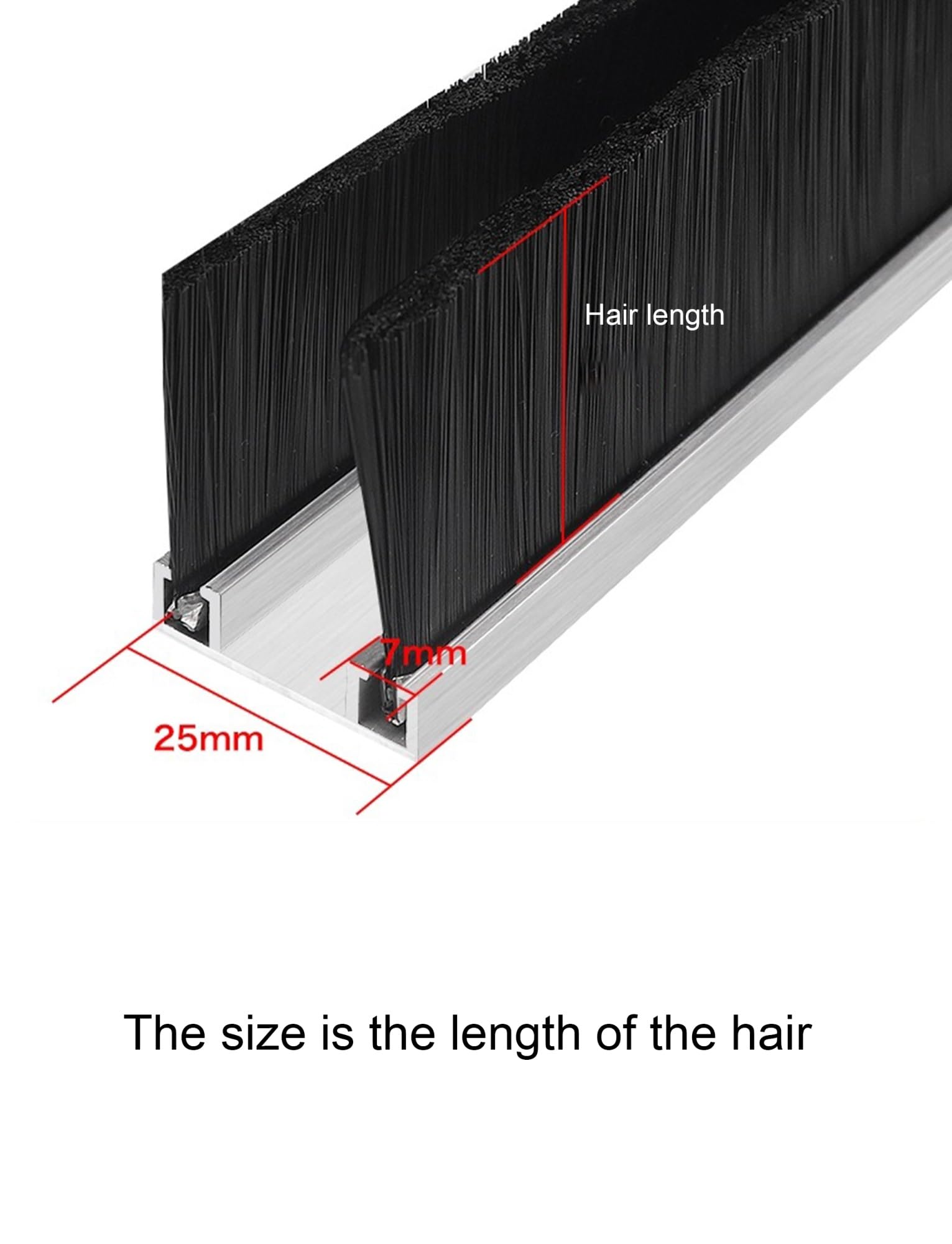 Spazzola for porta tipo U in lega di alluminio e nylon