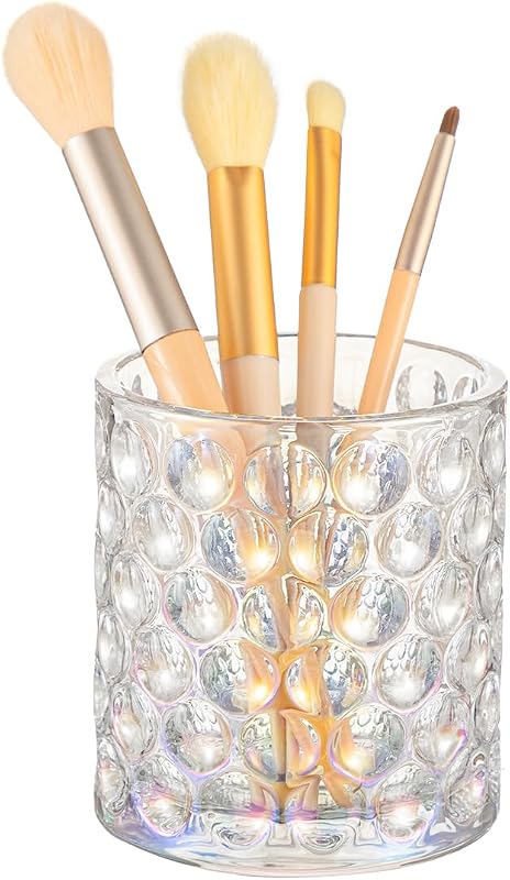 Porta-pincéis de maquiagem de vidro DASITON Iridescent S com design de poás