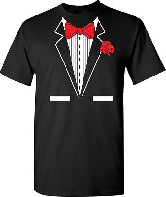 Tuxedo Shirts for Men Novelty Graphic Funny Formal Costume Tee Classic Black White Tux Print Party Outfit Casual Wedding Bachelor Prom Halloween T Shirt M Black3