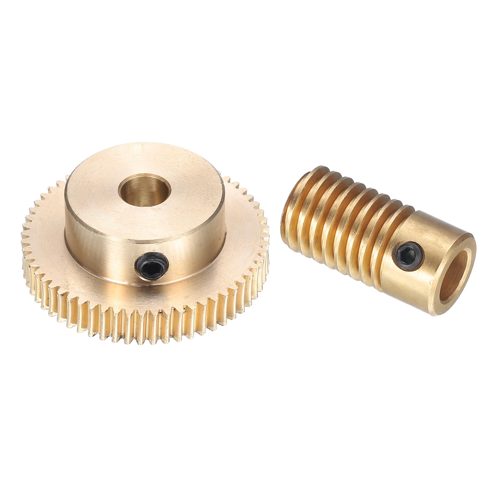 sourcing map Ensemble d'engrenages à vis sans fin - Module 0,5 - Taux de réduction 60:1 - Arbre d'engrenage de 6 mm de diamètre du trou et 6 mm de diamètre de trou - Boîte de vitesses 60T (laiton)