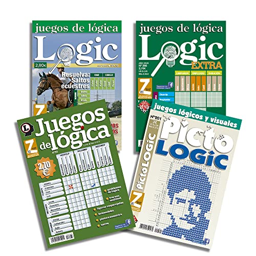 DataPrice Pack de 4 Libros de Pasatiempos de Lógica. Juegos de Lógica para Adultos Variados. - Ed. Zugarto -.