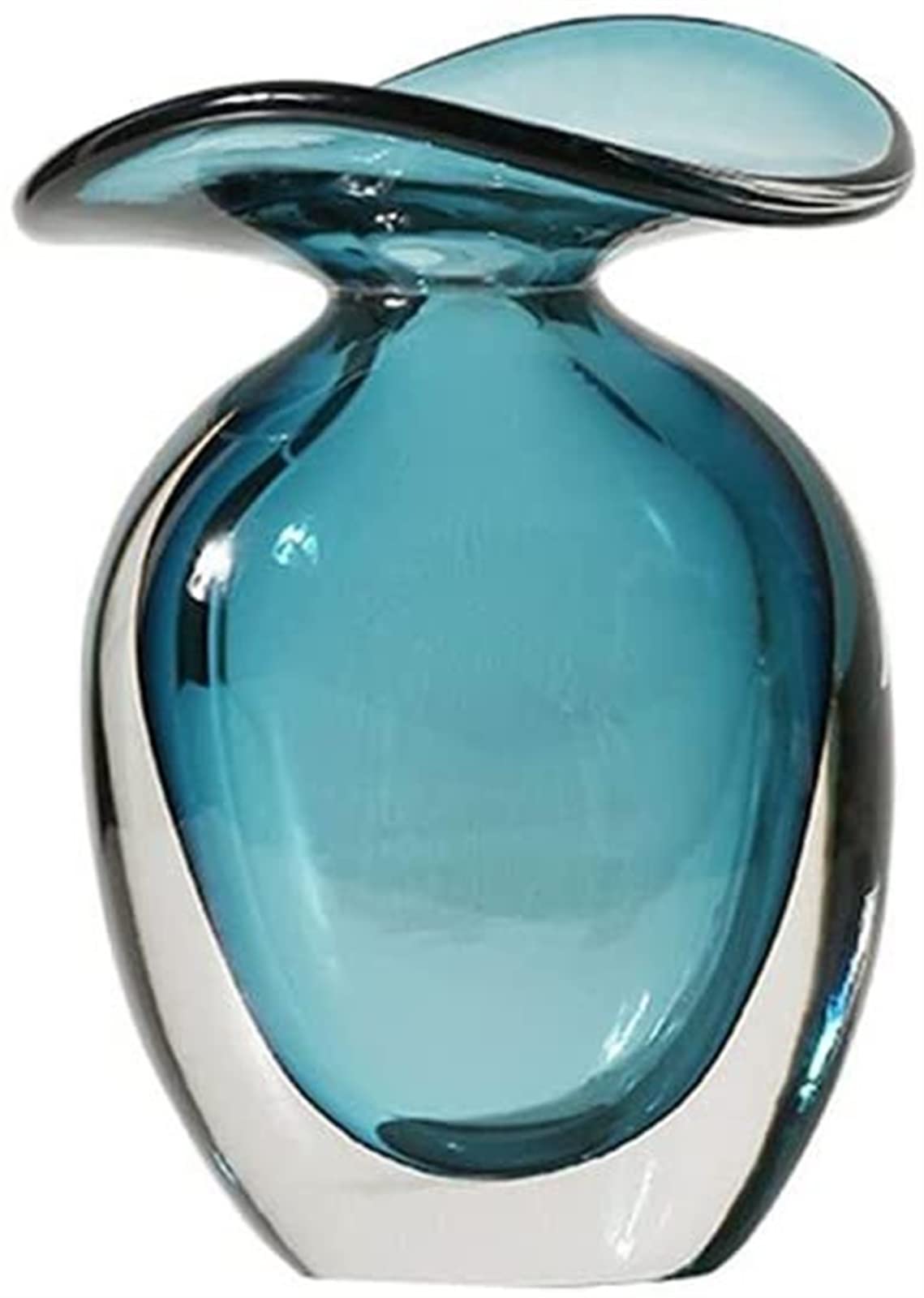 Jarrones for decoración Florero de Vidrio Transparente Azul for el hogar, Restaurante, Mesa de Centro, Oficina, Escritorio, decoración, florero, Boca pequeña (Talla única)(One Size)