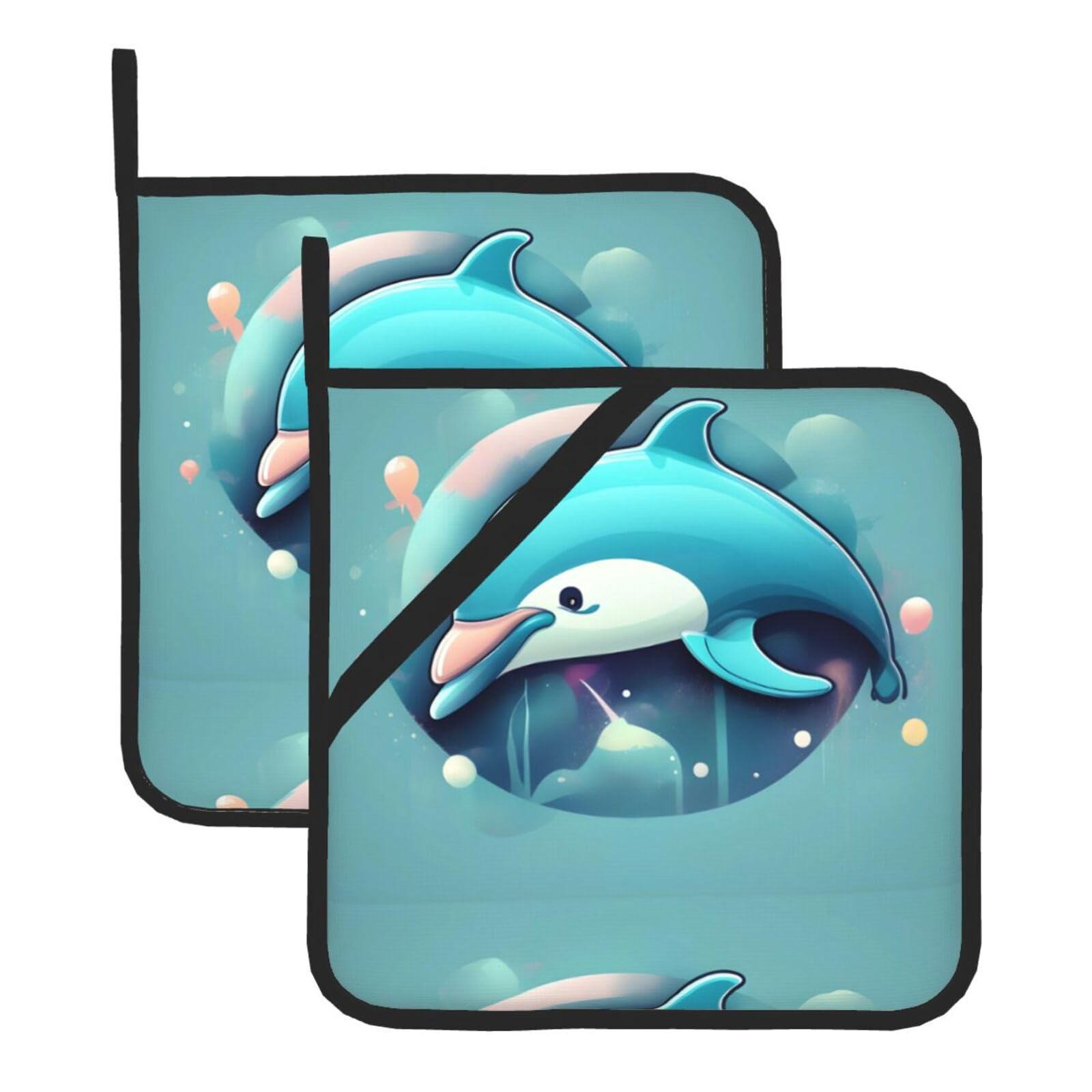 Square Heat-Insulating Pot mat WHJSSF Cute Dolphin Pattern Anti-scalding and Heat-Insulating for Kitchen Cleaning and Outdoor Barbecue