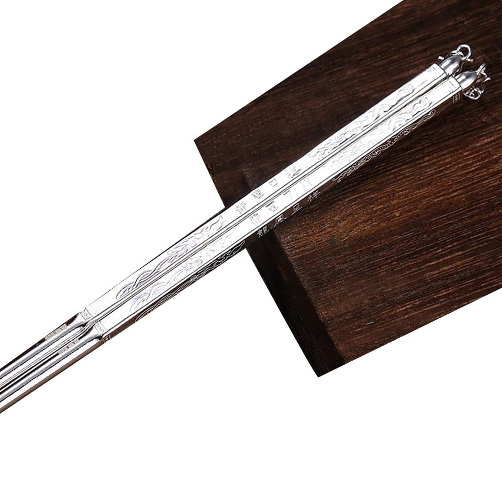 1 Paar Silber-Essstäbchen Geschenk, wiederverwendbare Premium-Essstäbchen aus chinesischem Silber, rutschfeste Essstäbchen für Sushi-Nudel-Reis, japanische Essstäbchen aus Sterlingsilber, 24 cm/21 g