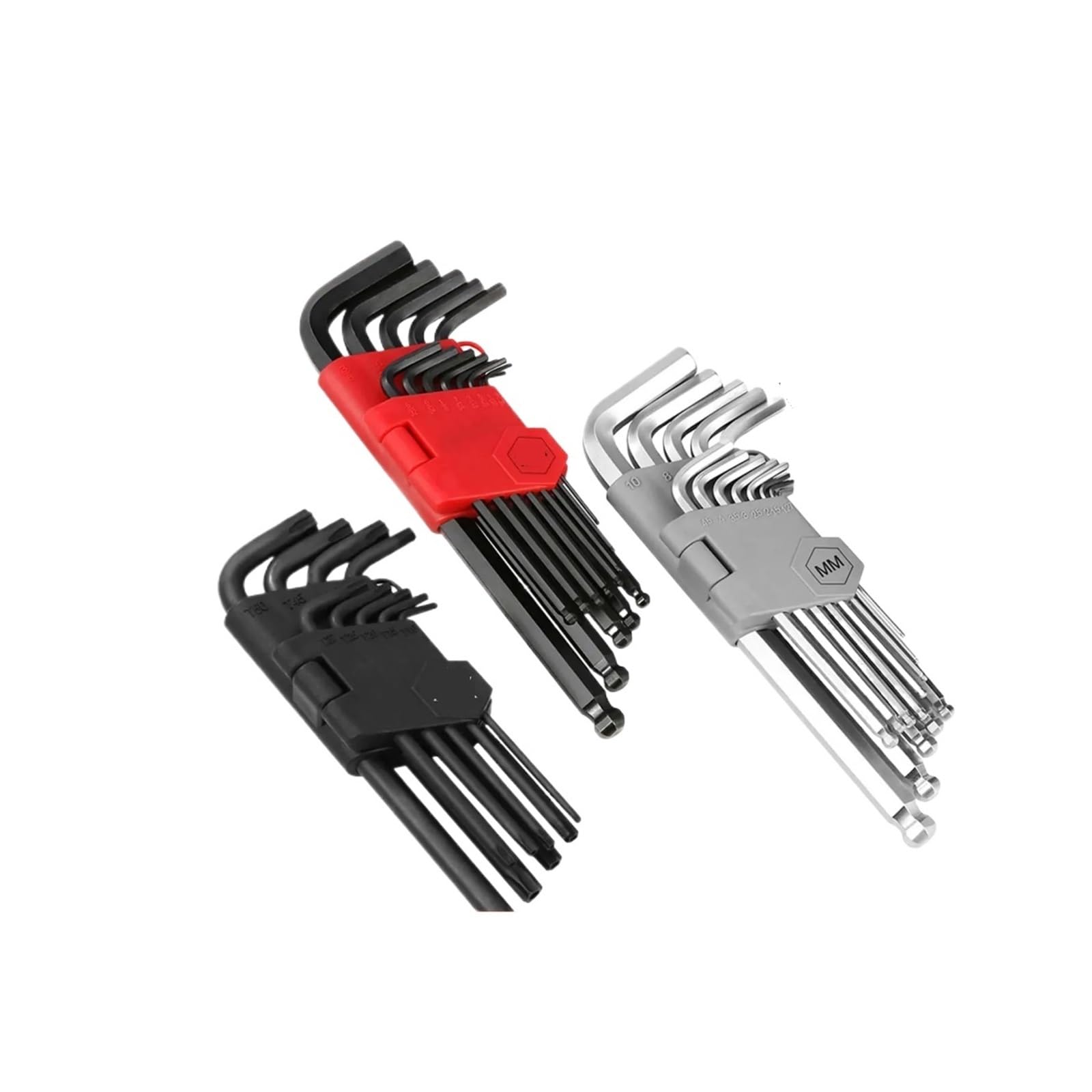 Llave Juego de Llaves Allen de 36 Uds., Llave de Tornillo de Cabeza Hexagonal con Extremo de Bola de Brazo Largo, Llave Hexagonal Interna de Varios tamaños, Pulgadas/métrica/Estrella