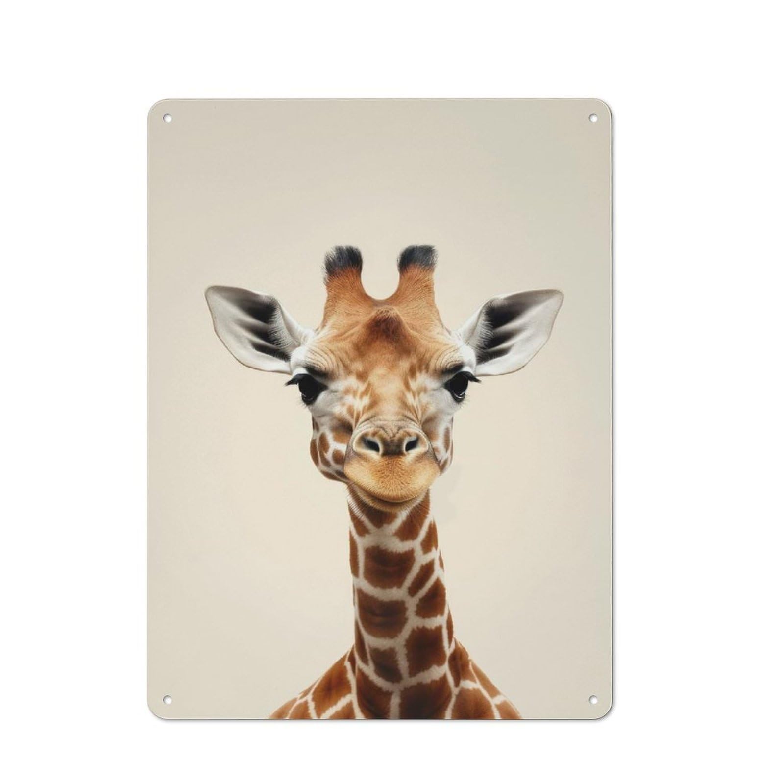 Junmoney Giraffe With A Cute Smirk Metal Wall Sign 40X30cm Featuring For Garage Wall, For Kitchen, Dining Room And Home Bar Wall Decor