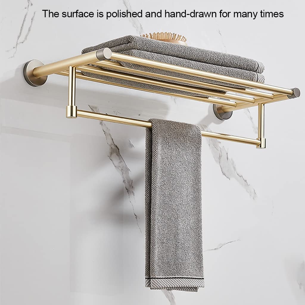 Toallero de baño Ligero de Lujo, Totalmente de Cobre Cepillado y Dorado, toallero de baño de una Sola Barra, toallero de aro para baño