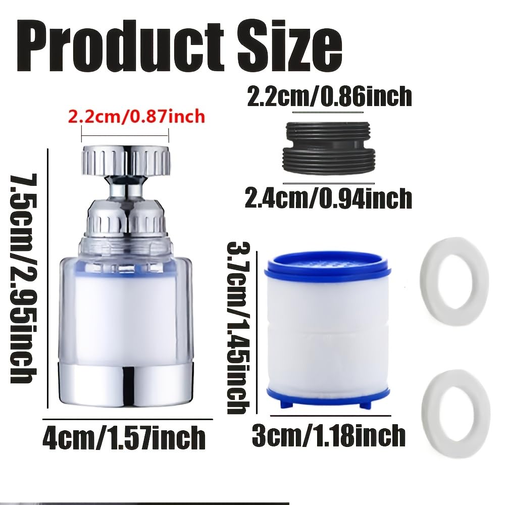 11pcs Sink Faucet Filter - 360 Degree Rotating Faucet Foamer with Filter, Kitchen Sink Faucet Extender, Rotatable Splash Faucet Nozzle - Household Water Filtration System, Faucet Additions
