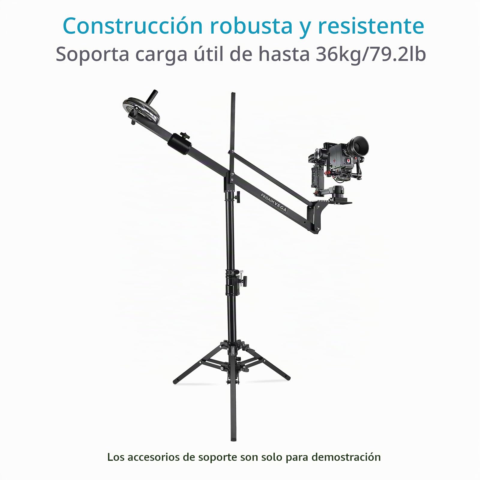 PROAIM Soporte para Slider de Cámara de 112 cm con Pin Junior | Altura ajustable de 63 a 112 cm, estructura de acero y aluminio de 2 secciones, base de 79 cm con 2 patas niveladoras.