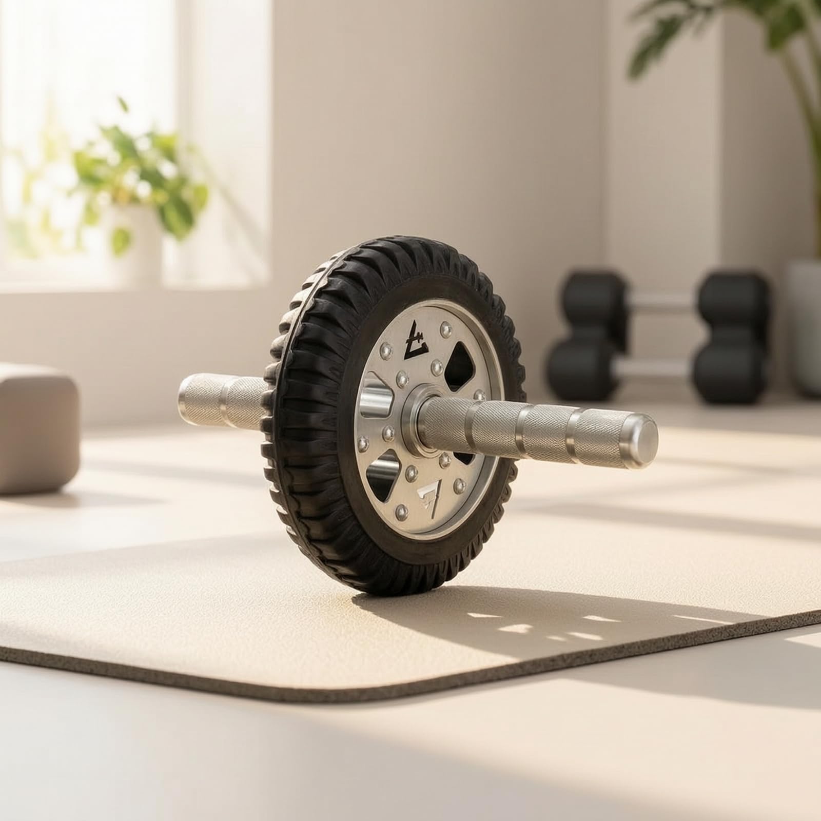 Ruota Addominali Fitness Rullo Addominale Roller Palestra Attrezzo Core Resistenza Acciaio 304 Presa Sicura Antiscivolo Rotolamento Morbido Adatta a, 200mm, Ruota Lunga