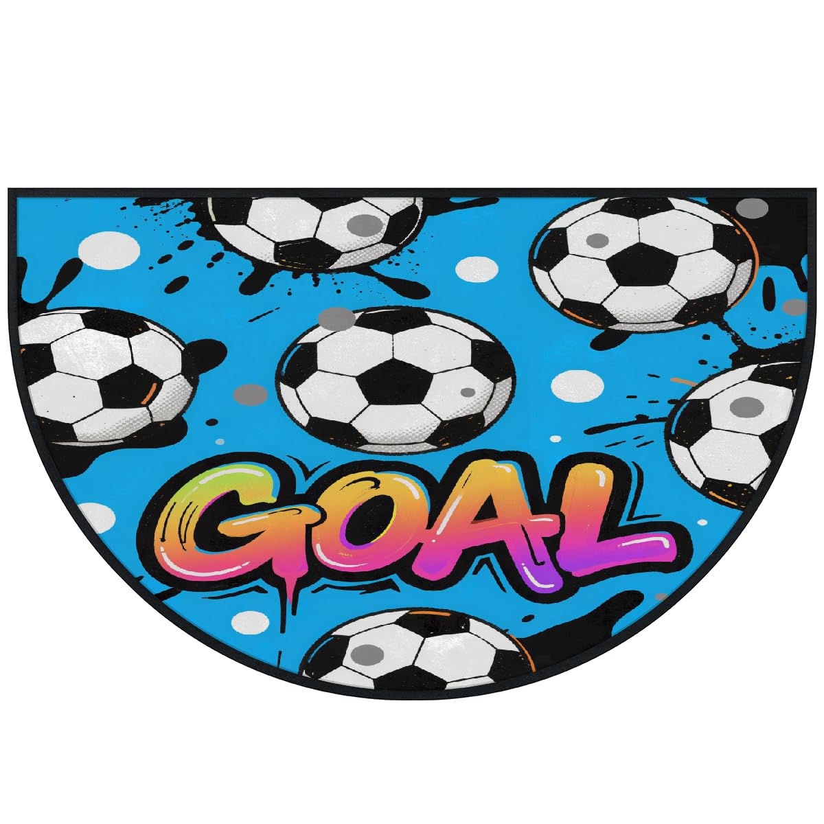 Große halbrunde Fußmatte, Fußballtor, rutschfest, saugfähig, halbrund, Eingangsbereich, niedlich, weich, halbrund, waschbar, Teppich für Küche, Badezimmer, Schlafzimmer, 160 x 100 cm
