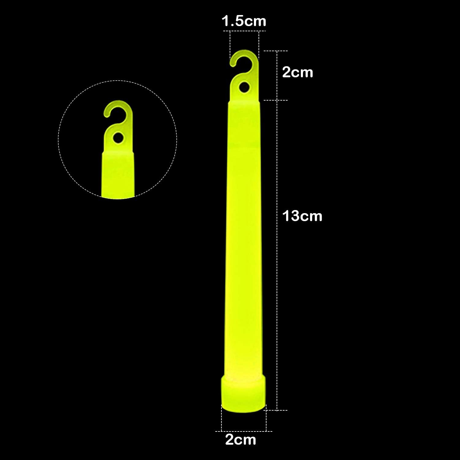 Trimming Shop 6 inch Glow Sticks Lanyard Premium Ultra Bright Glow in the Dark Rod Mega Party Pack of 25 (Yellow) for New Year’s Eve - Image 3