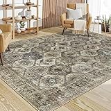 Lahome 6x9 Area Rugs 6 x 9 Living Room Rug Machine Washable Area Rugs for Living Room,Large Moroccan Trellis Soft Non Skid Rubber Backing Indoor Carpet for Bedroom Office,Antique/Moss