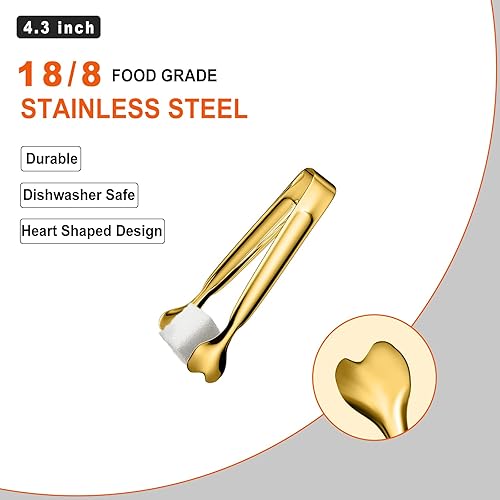 Miniatura 10 de Pinzas para servir, paquete de 12 pinzas de acero inoxidable para azúcar, pinzas pequeñas de 5.3 pulgadas para servir alimentos, bufés, cafeterías