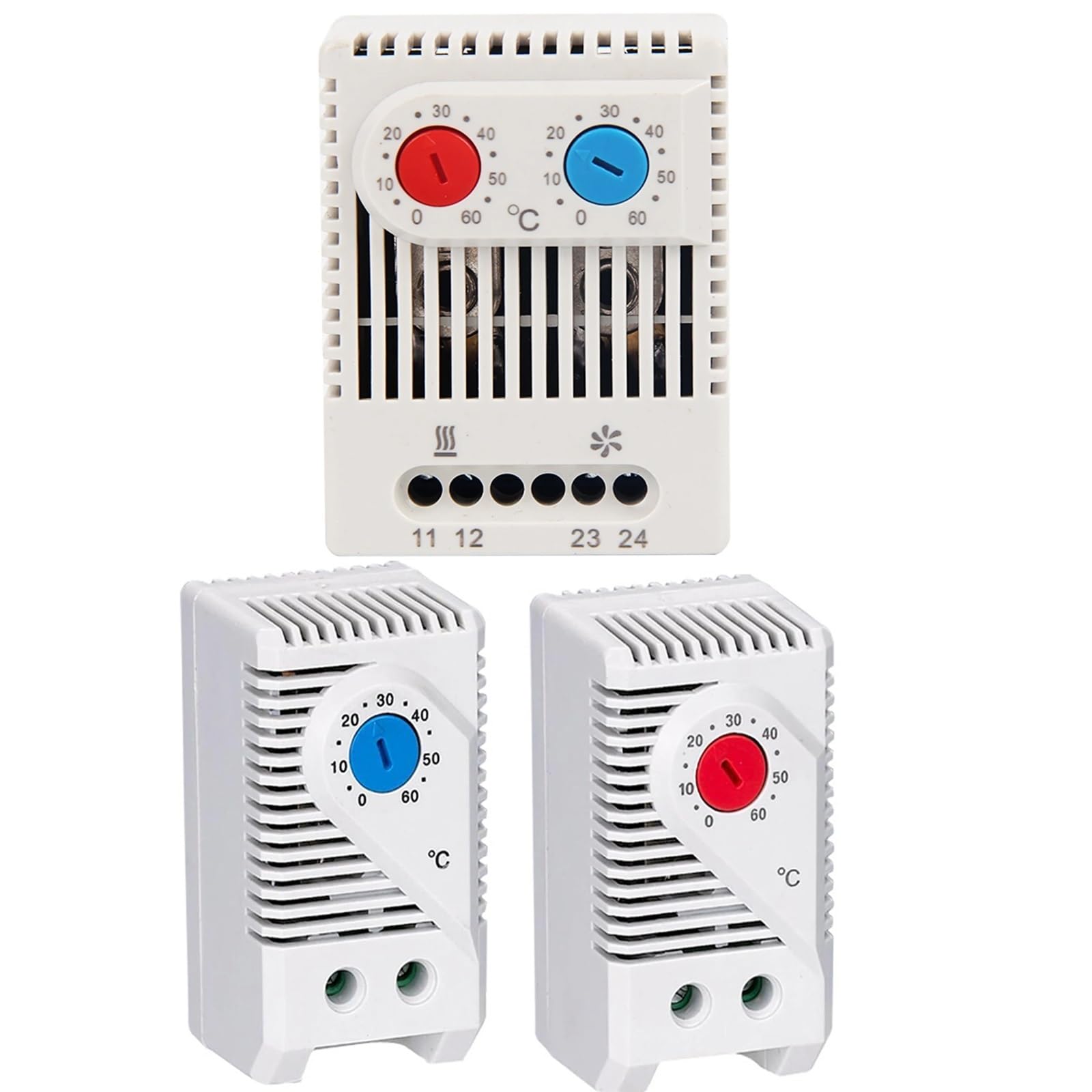 Regolatore di temperatura NO e normalmente chiuso Din Rail Mini termostato meccanico compatto(Orange)
