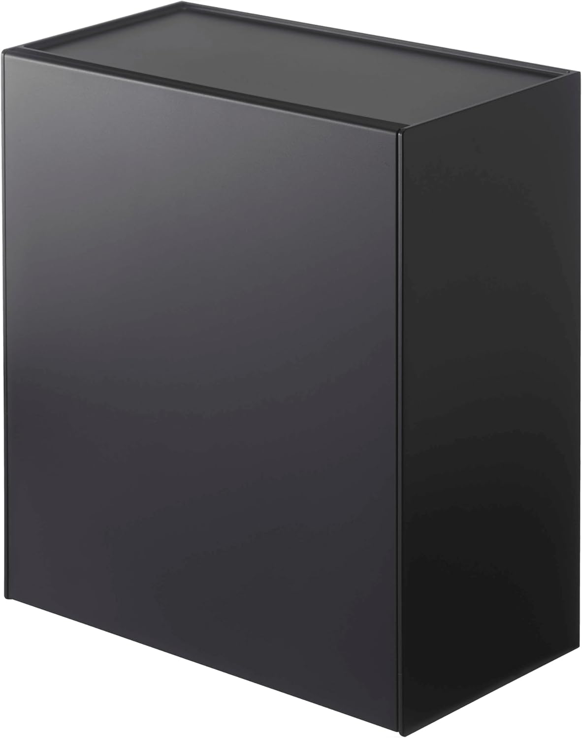 YAMAZAKI Home Tower Wall Mounted Storage Or Trash Bin With Tray, Small Wastebasket With Lid, Bathroom Or Kitchen Organizer - Abs Plastic