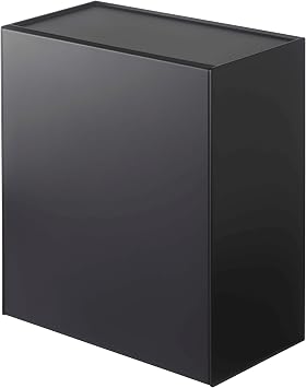 YAMAZAKI Home Tower Wall Mounted Storage Or Trash Bin With Tray, Small Wastebasket With Lid, Bathroom Or Kitchen Organizer - Abs Plastic