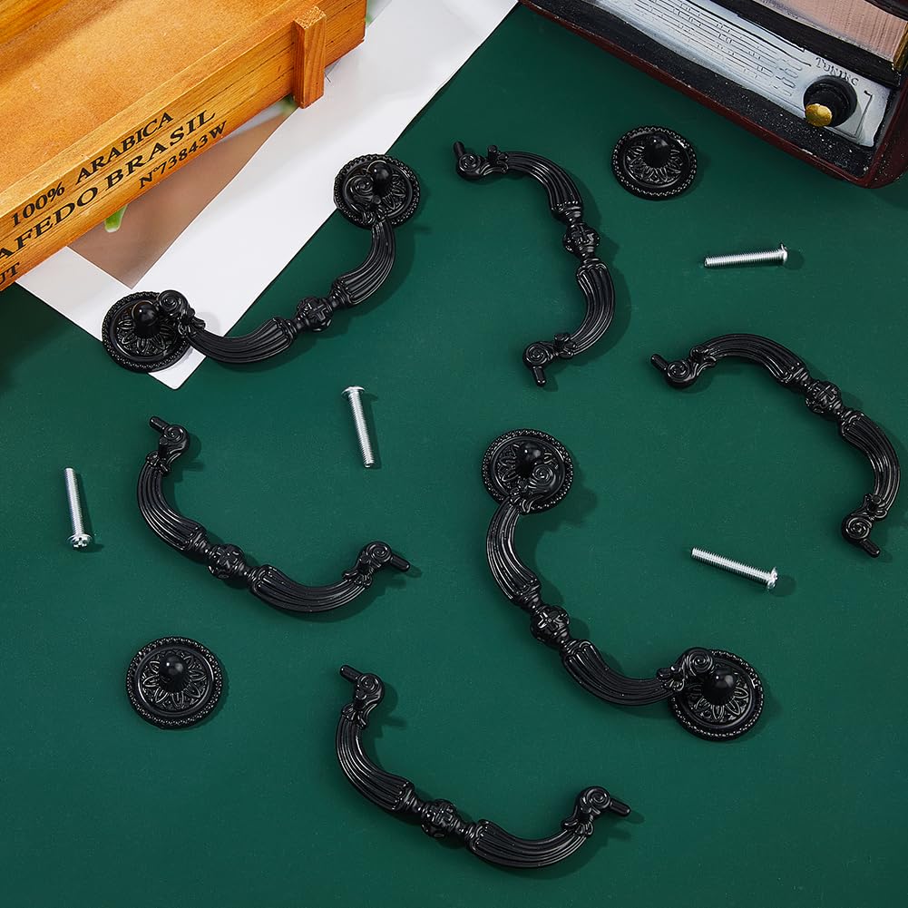 SUPERFINDINGS 8 Sets Vintage Bail Pull Handles 3.74inch Hole Center Black Handles Alloy Drop Pulls Decorative Cabinet Pull Swing Dresser Pulls Handle - Image 4