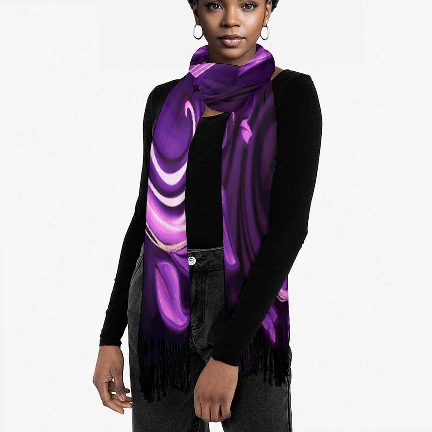 Purple Love Winter Scarf for Women Soft Tassel Scarves Oversized Wraps Long Shawl Cold Weather Thick Blanket Scarfs