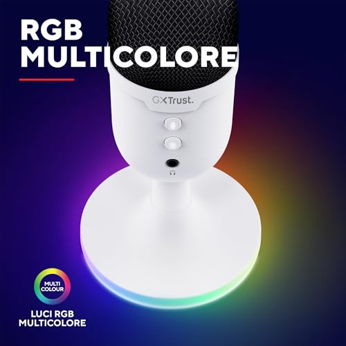 GXT 236W Yami Microfono a Condensatore USB da Streaming per Podcast, Gaming, Discord, Twitch, Youtube, Microfono ASMR con Pulsante di Silenziamento, Schema Cardiode, RGB - Bianco - Microfono streaming - Immagine 4