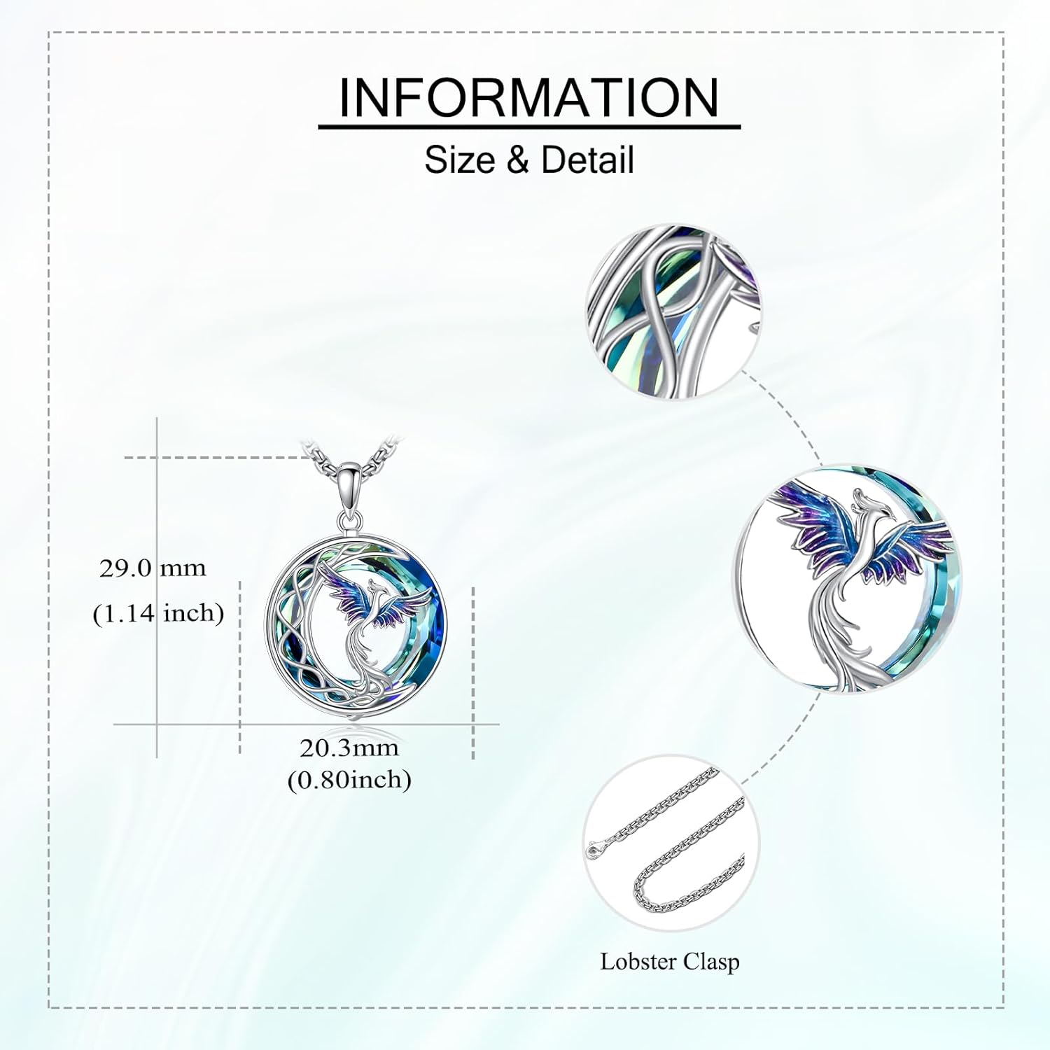 Phoenix Necklace Sterling Silver Celtic Knot Crystal Phoenix Jewelry Gifts for Women - Image 5