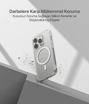 Minesk İphone 15 İçin Magsafe ile Uyumlu Arkası Mat Görünümlü Polikarbonat Kenarları Silikon Parmak İzi Tutmayan Yüksek Kalite Şeffaf Silikon Kılıf (Manyetik, 15)