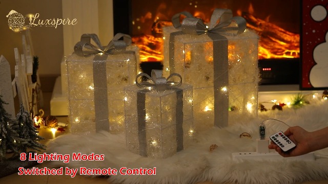 ZMH Coffret Cadeau LED Décoration De Noël : Lot De 3 Boîtes De Noël à L