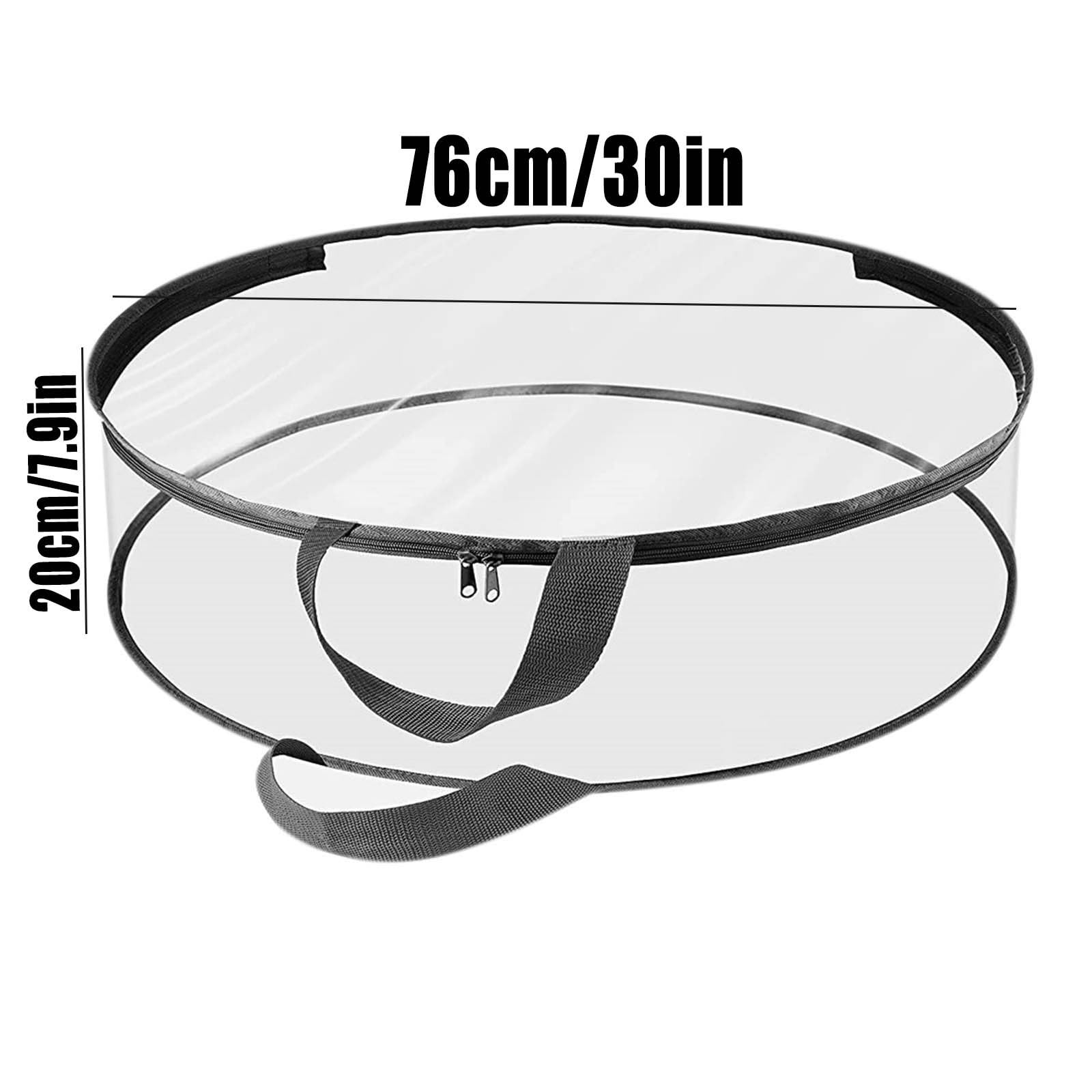 VIVIANYO HD 30inch Christmas Wreath Storage Container Clear Plastic Wreath Storage Bags with Reinforced Heavy Duty Handle and Double Zipper, Tear Resistant Material Garland Holiday Container(Black-A)