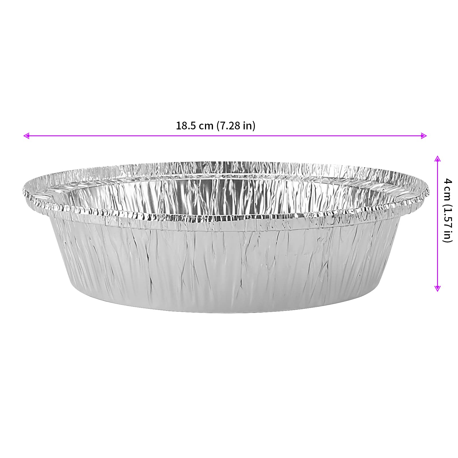 JEUIHAU Confezione da 40 vassoi rotondi in alluminio da 17,8 cm con coperchi, teglie per torte in alluminio, contenitori in alluminio per cottura, preparazione dei pasti, asporto, forno e congelatore