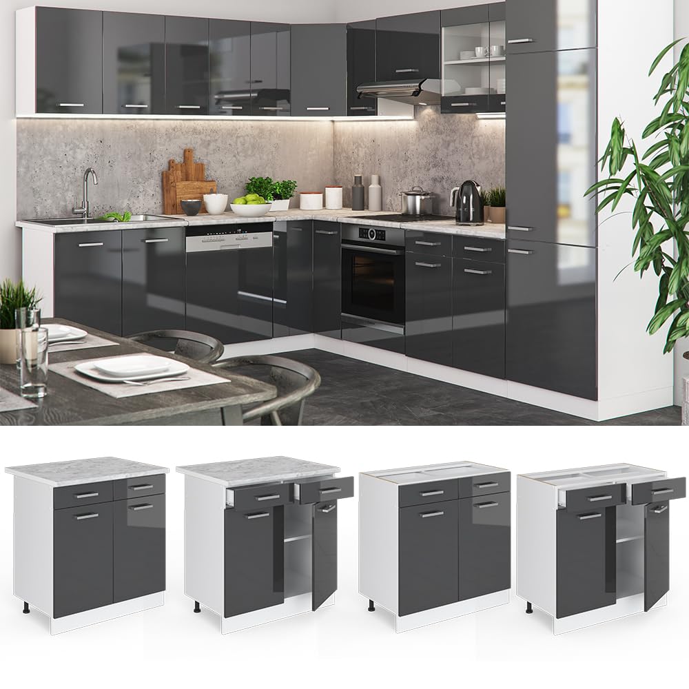 Glazen keukenkast R-Line Antraciet Hoogglans 60 cm Vicco | Antraciet Hoogglans | Glazen hangkast 60 cm | 406673104267806 Glazen keukenkast R-Line Antraciet Hoogglans 60 cm Vicco | Antraciet Hoogglans | Glazen hangkast 60 cm | 406673104267806