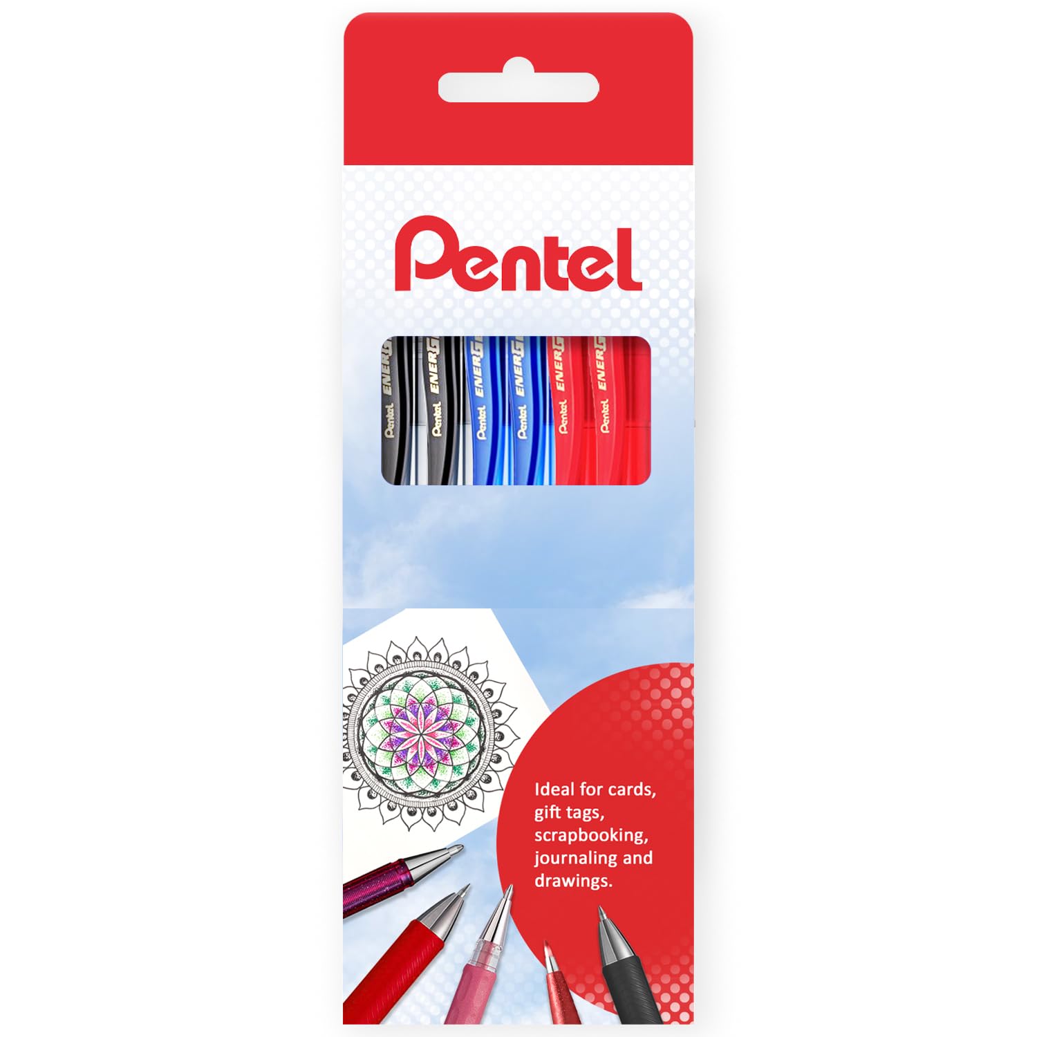 Pentel Energel X BL107 Retractable Gel Rollerball Pens - 0.7mm Nib - Pack of 6 in Gift Box (Multicolor) - Image 2