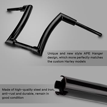 LKV 14 Rise Ape Hangers 1-1/4 Fat Bar 1.25 Clamp Ape Hangers Handlebar Compatible with Harley Dyna Softail Sportster 48 XL 883 1200, 1994-2022 Road King, 1998-2013 Road Glide