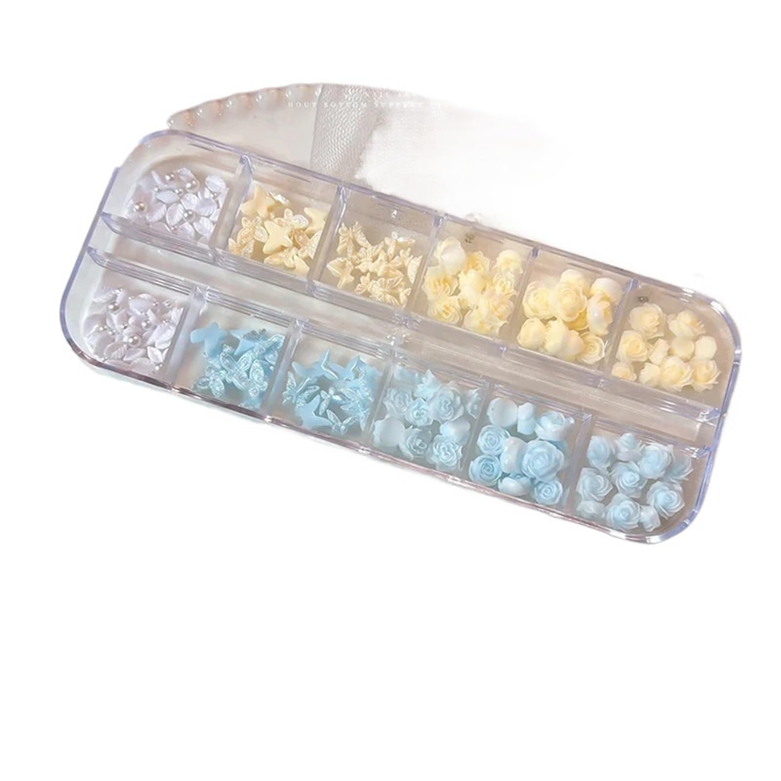 2 Boxes Nail Charms Resin Rose Butterfly Mixed Camellia Pearl Dopamine Spring Summer Art Decorations(12TZ-171)