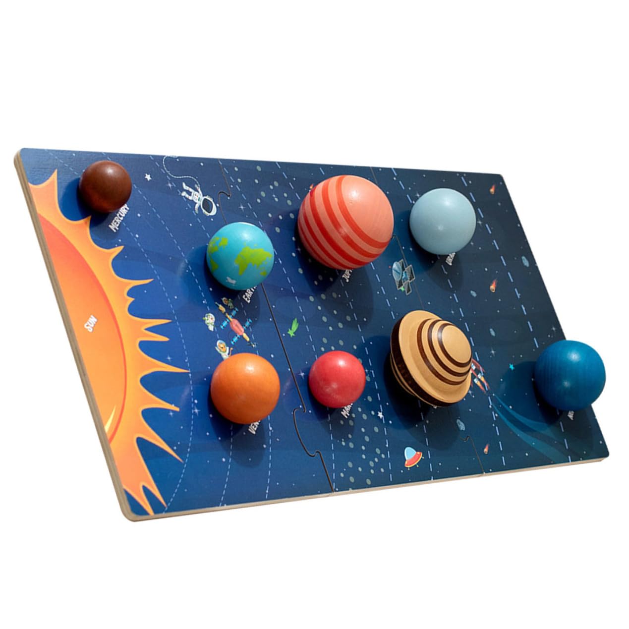 VICASKY Puzzle in Legno Educativi Decorazioni Scuola per Bambini, Rappresentazione del Solare 8 Pianeti per Imparare e Sviluppare Abilità Cognitive