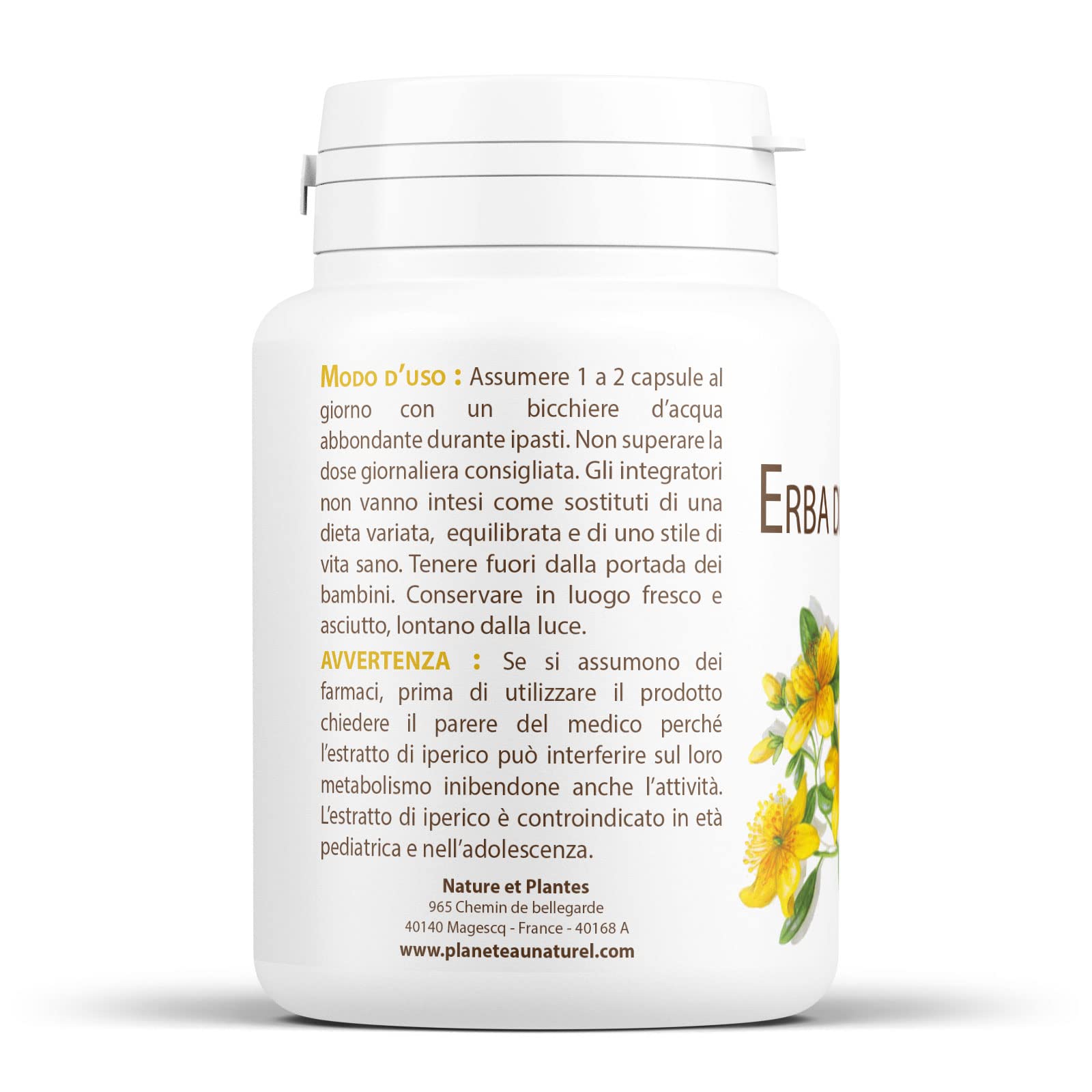 Erba di San Giovanni Bio 250mg - 100 capsule - Hypericum Perforatum - Natureen | Planète au Naturel