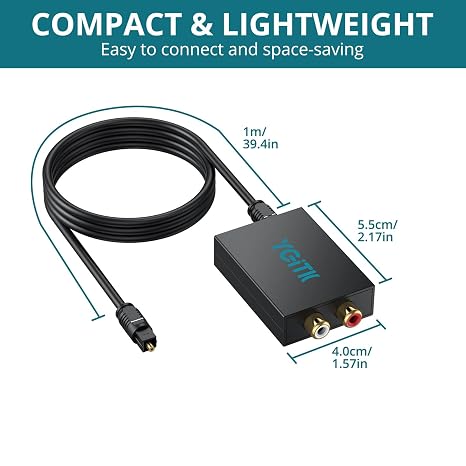 192kHz DAC Digital to Analog Audio Converter with Digital Audio Optical Cable,SPDIF Toslink Optical to RCA Converter for HDTV, DVD, Blu-Ray Players and Game Consoles