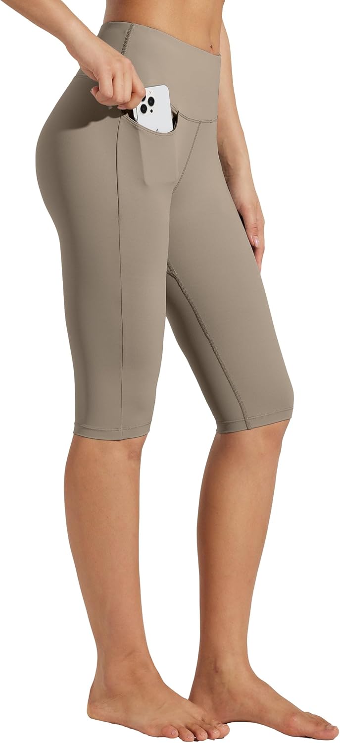 Willit Women's Capri Leggings Knee Length with Pockets High Waisted Tummy Control Exercise Capris Pants Yoga Workout