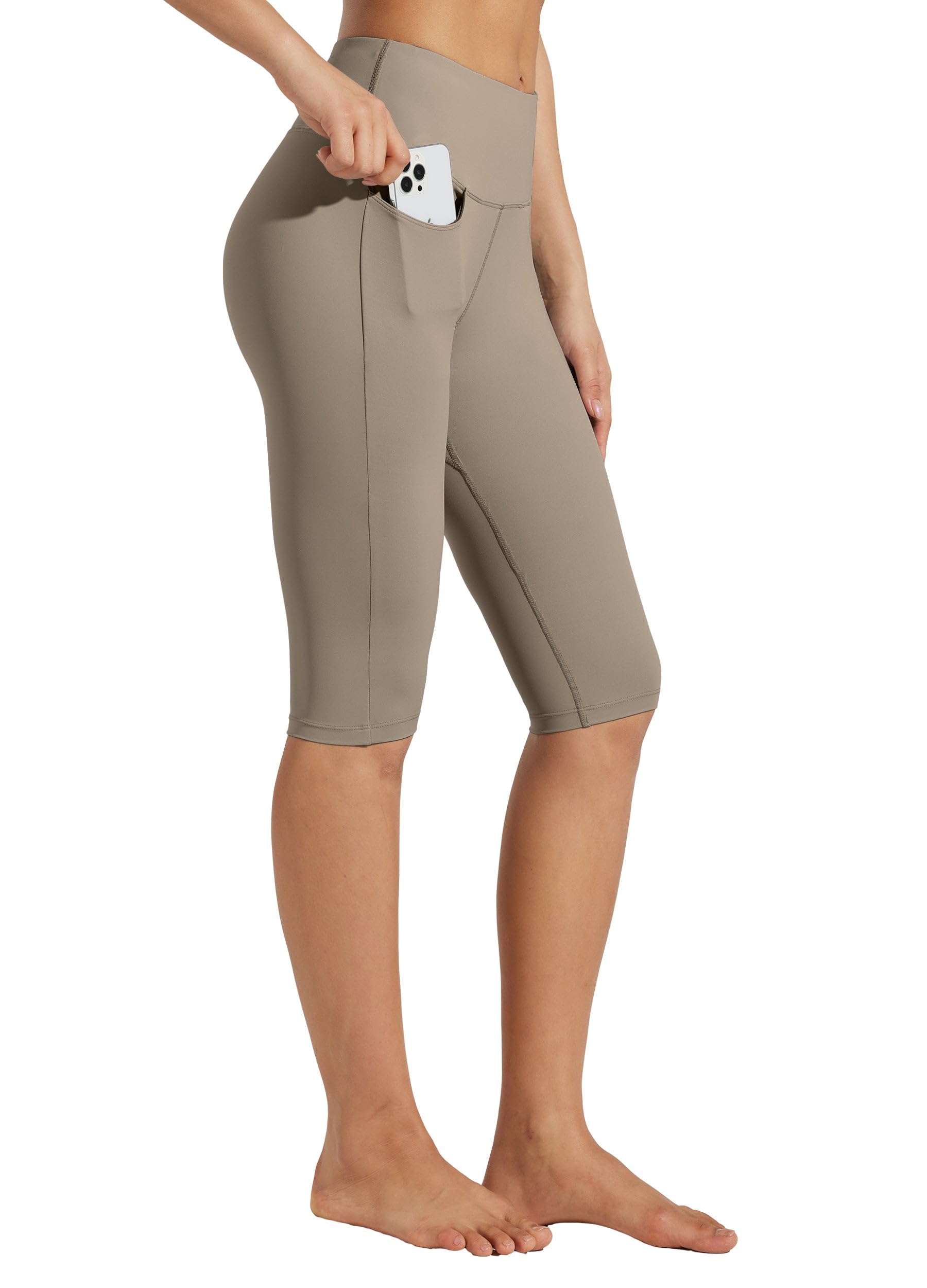 Willit Women Knee Length Leggings Yoga Capri Pants with Pockets High Waisted Exercise Workout Capris for Summer