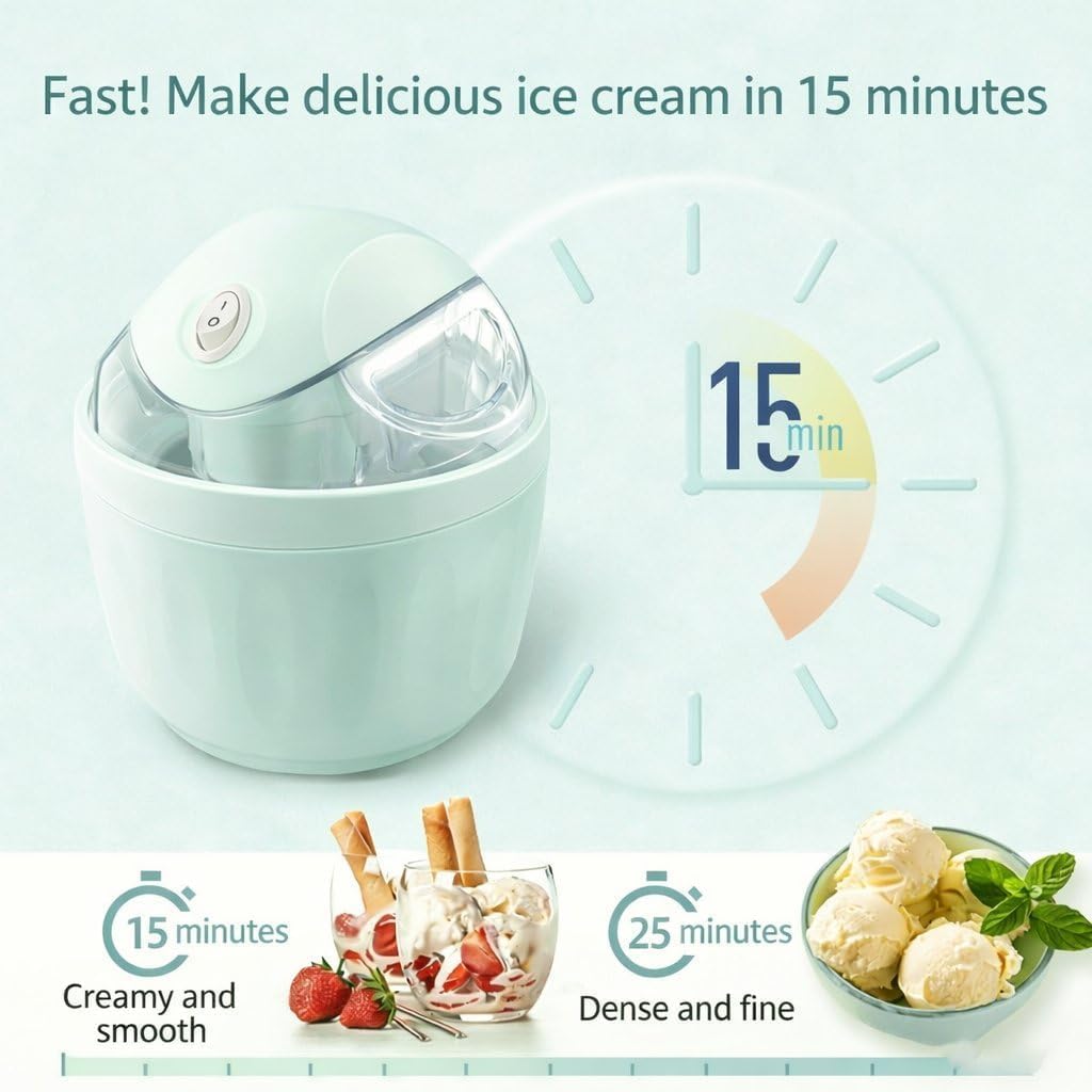 Mini Heladera Doméstica Pequeña, Mini Heladera Casera Con Cuchara, Máquina Para Postres De Un Solo Toque, Porciones Individuales De Gelato, Yogur Helado, Máquinas Eléctricas Compactas Para La