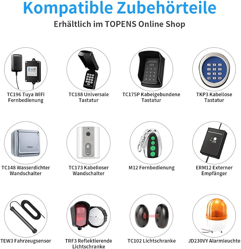 TOPENS RK990T Tolókapu Motor Automatikus Kapunyitó 2 Távirányítóval 1000 kg Teherbírás 12 m Kapuhossz 4 m Fogasléc