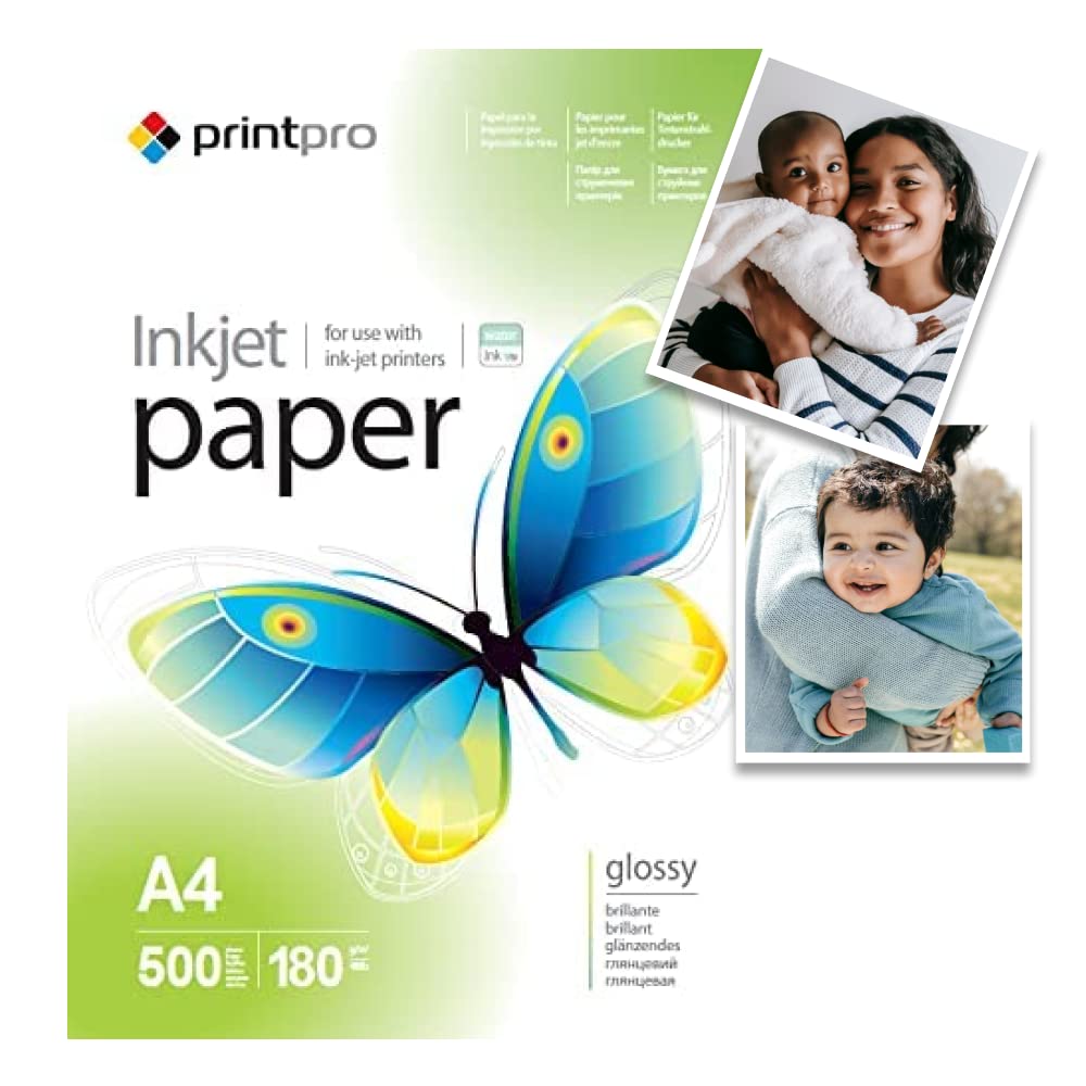 Papier fotograficzny PrintPro firmy COLORWAY o wysokim połysku, format A4, 180 g/m², 500 arkuszy, szybkoschnący, wodoodporny, do wszystkich drukarek atramentowych