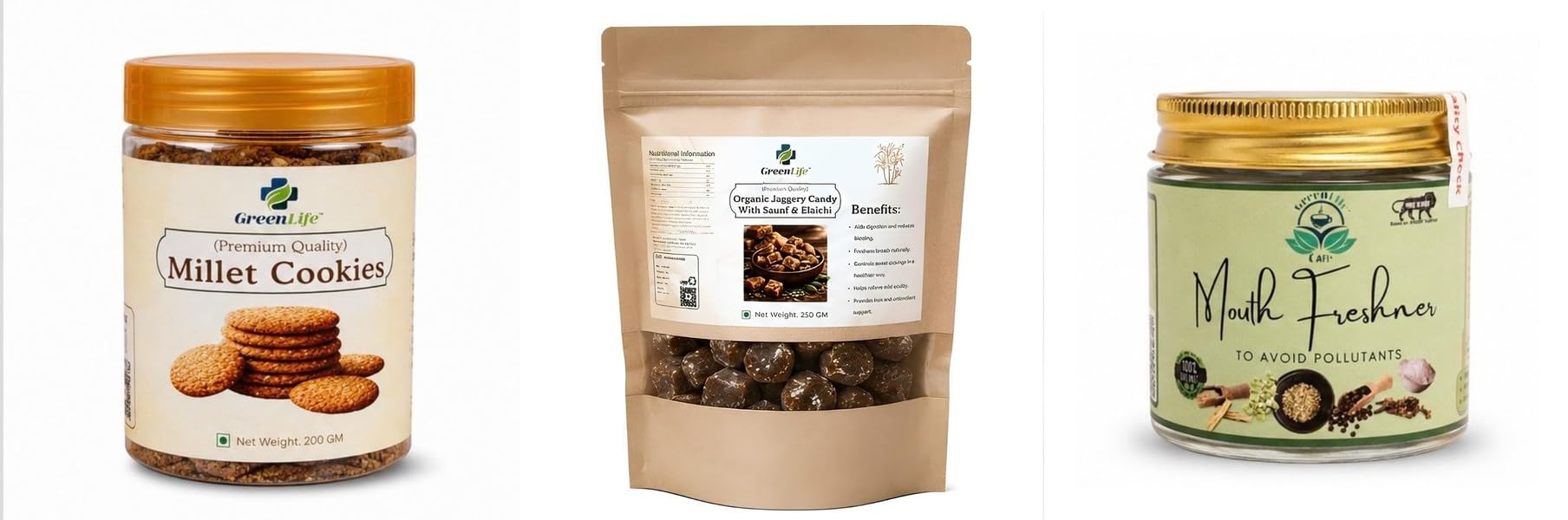 Millet Cookies | Baked | Tea Time | 200gOrganic Jaggery Candy with Pepper 250g | Natural Desi Gur | Traditional Sweet & Spicy Organic Saunf & Elaic-image-35