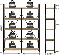 Vista 6 de FATORRI Estantería de madera y metal y estante de esquina para el hogar (roble rústico)