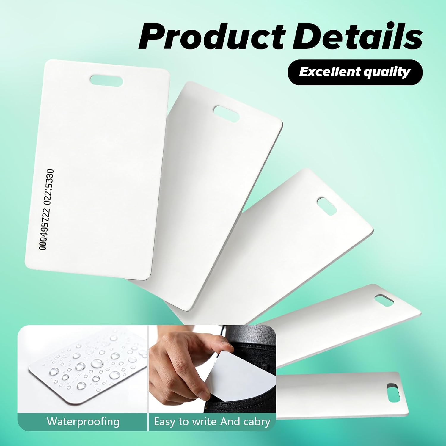 Long Range Proximity Card, 125kHz Access Control Card 1.8mm Thick PVC/ABS ID Card for Parking Gates, Security Systems, Attendance Tracking (5 pcs)